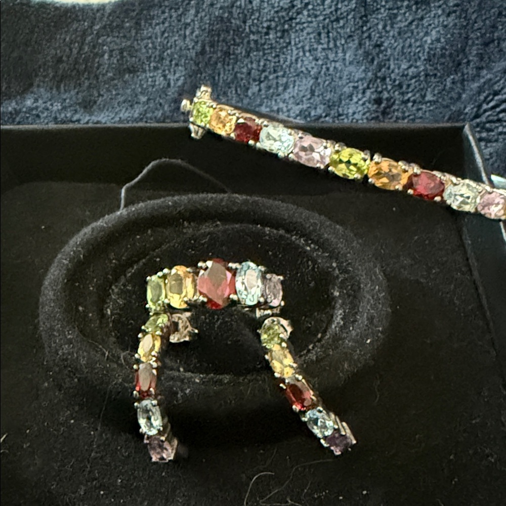 Multicolor Sapphire & Sterling Silver matching set